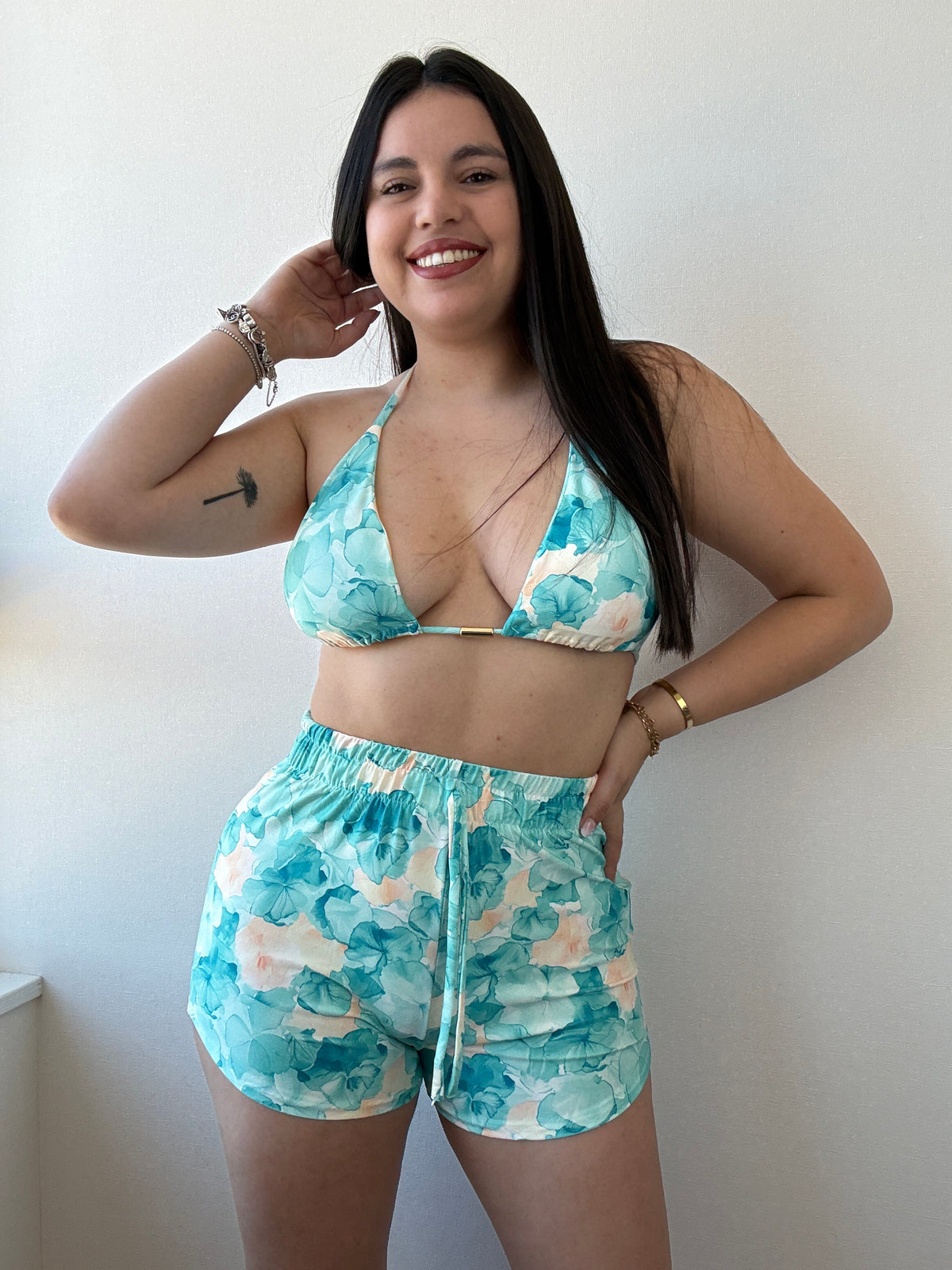 Bikinis 3 piezas Brasil S/M SHORT - Verde agua acuartelado